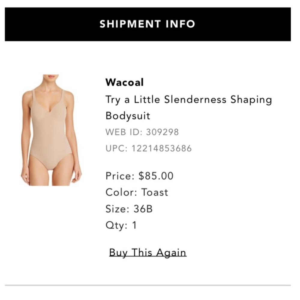 NWT Wacoal Slimming Slenderness Bodysuit 36B